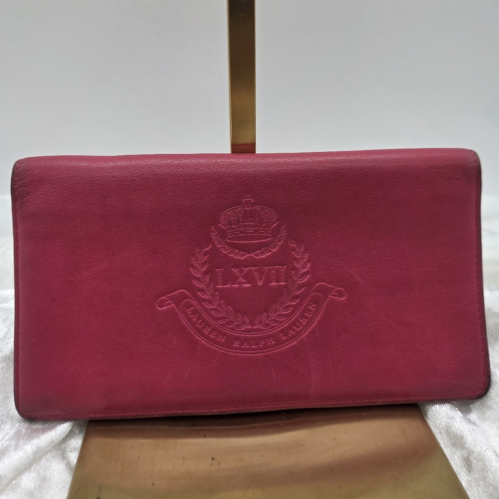 Ralph Lauren Slim Pink Leather Long Wallet